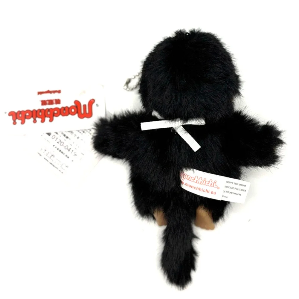 New Authentic Sekiguchi Monchhichi Color Series Black Plush Keychain - US seller